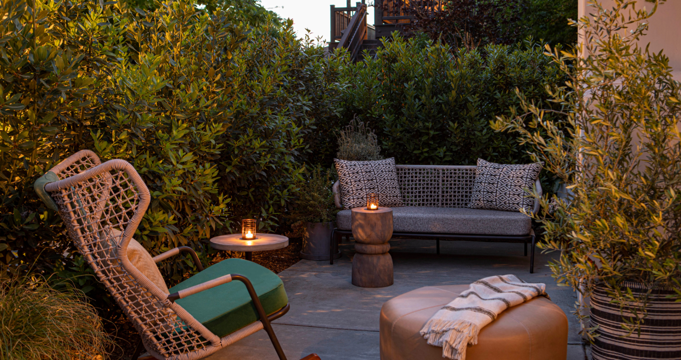 Cottage Junior King Suite - First Floor - featuring the secluded outdoor patio with patio furniture