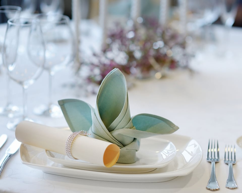 Table setting for an event party or wedding reception