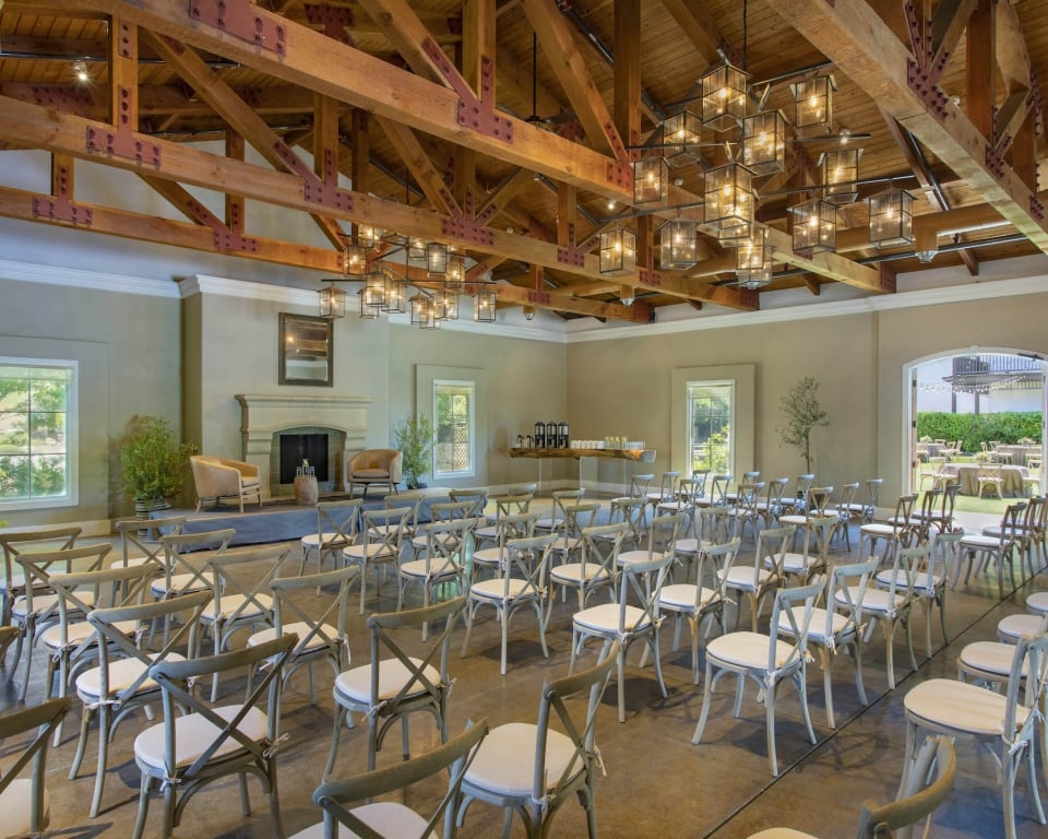 Stone Building set theater style for a meeting