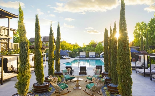Rocking Chair pool seating area in interior gates