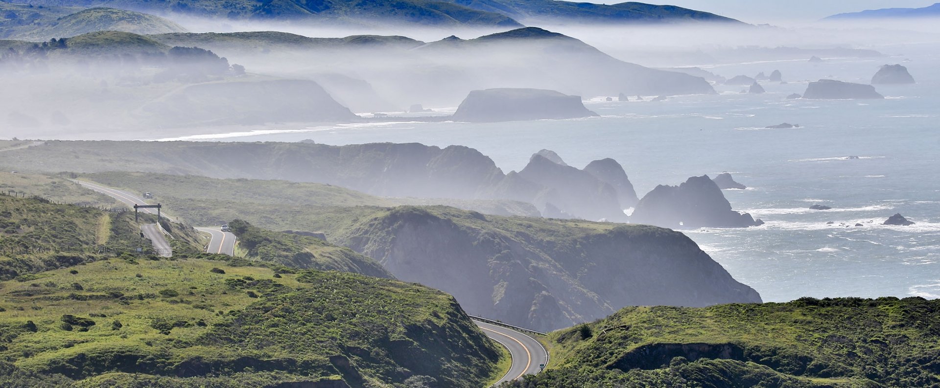 Bodega Bay coastline in Sonoma Coast from highway one.