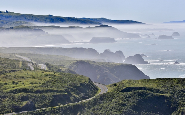 Bodega Bay coastline in Sonoma Coast from highway one.