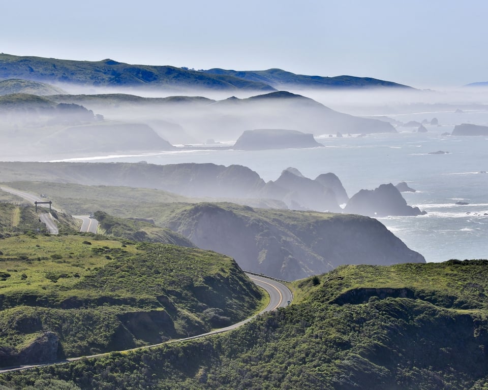 Bodega Bay coastline in Sonoma Coast from highway one.