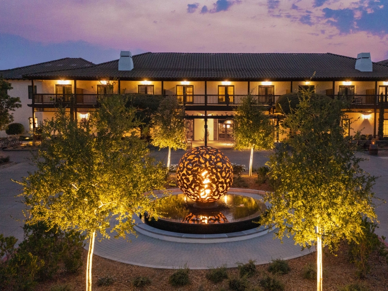 Front Entrance with Fireball - Drone Shot