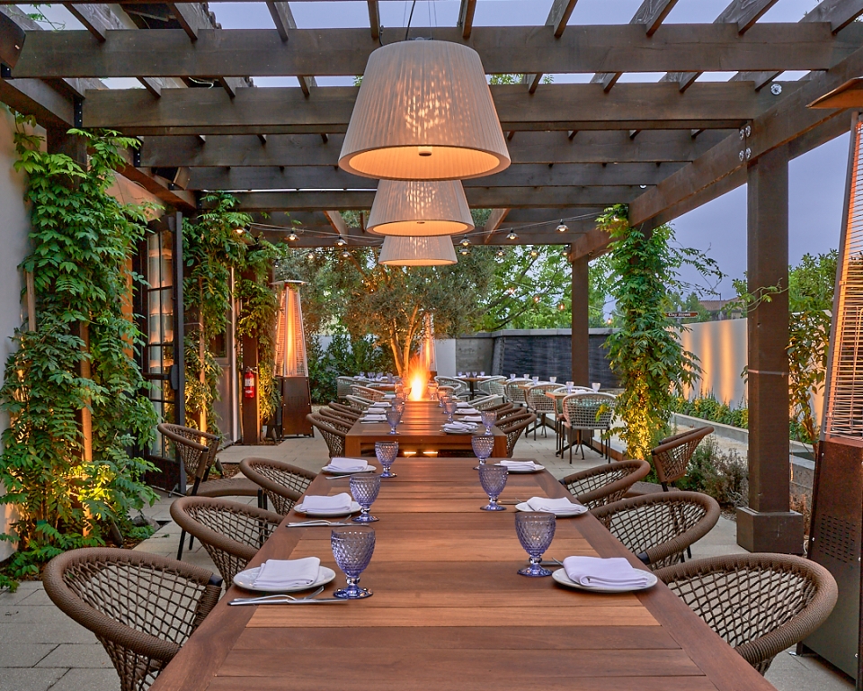 Outdoor seating area at Wit & Wisdom in Sonoma.