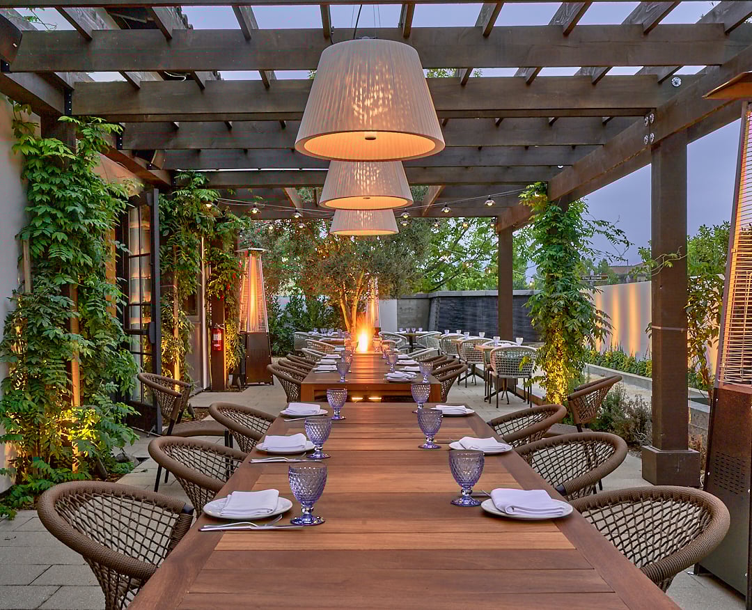 Outdoor seating area at Wit & Wisdom in Sonoma.