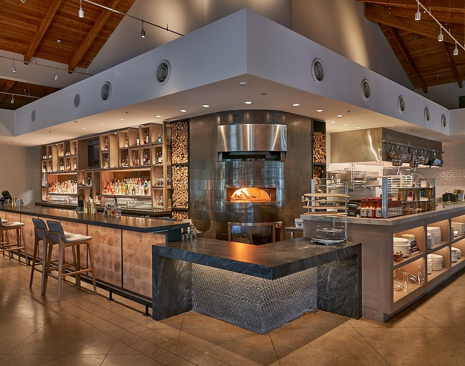 A view of the kitchen and bar at Wit & Wisdom in Sonoma.