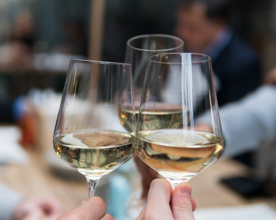 White wine in three glasses