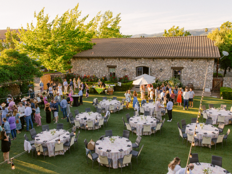 Outdoor wedding reception in Sonoma
