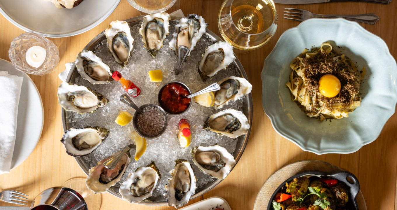 Oysters, pasta and wine